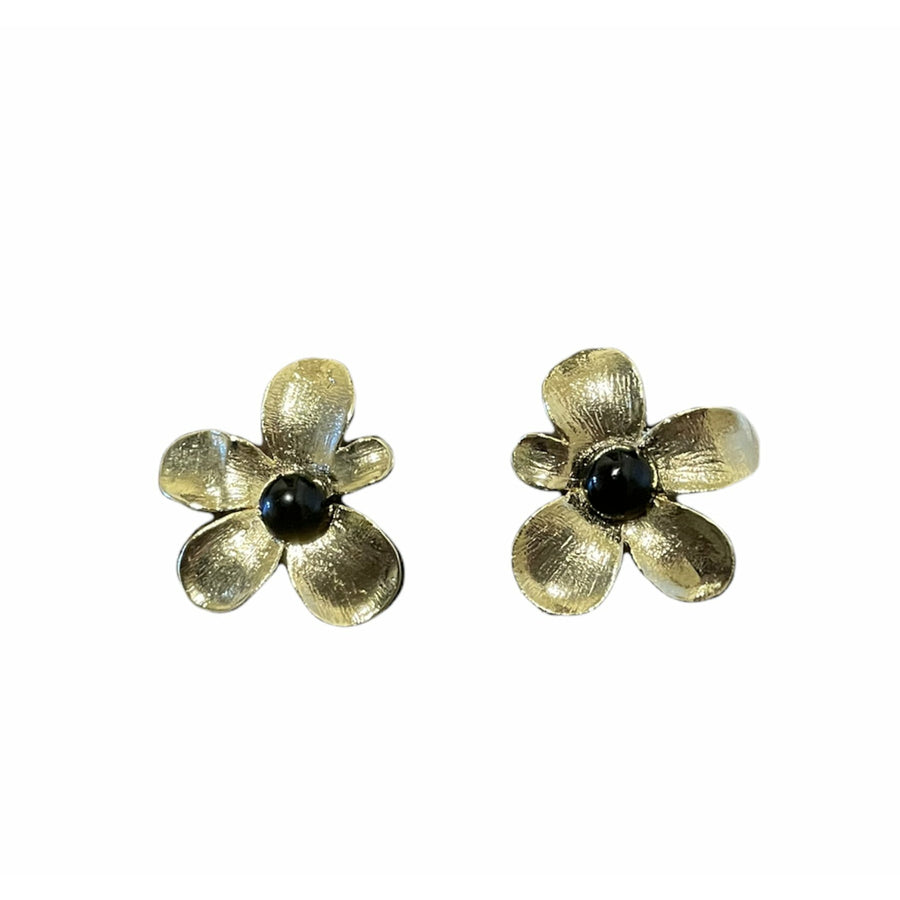 Flower Earrings - Black Onyx