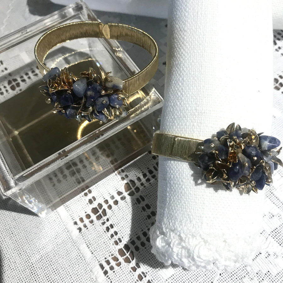 Set of 2 - Leaves & Sodalite Cluster Napkin Rings - Anny Stern Jewelry
