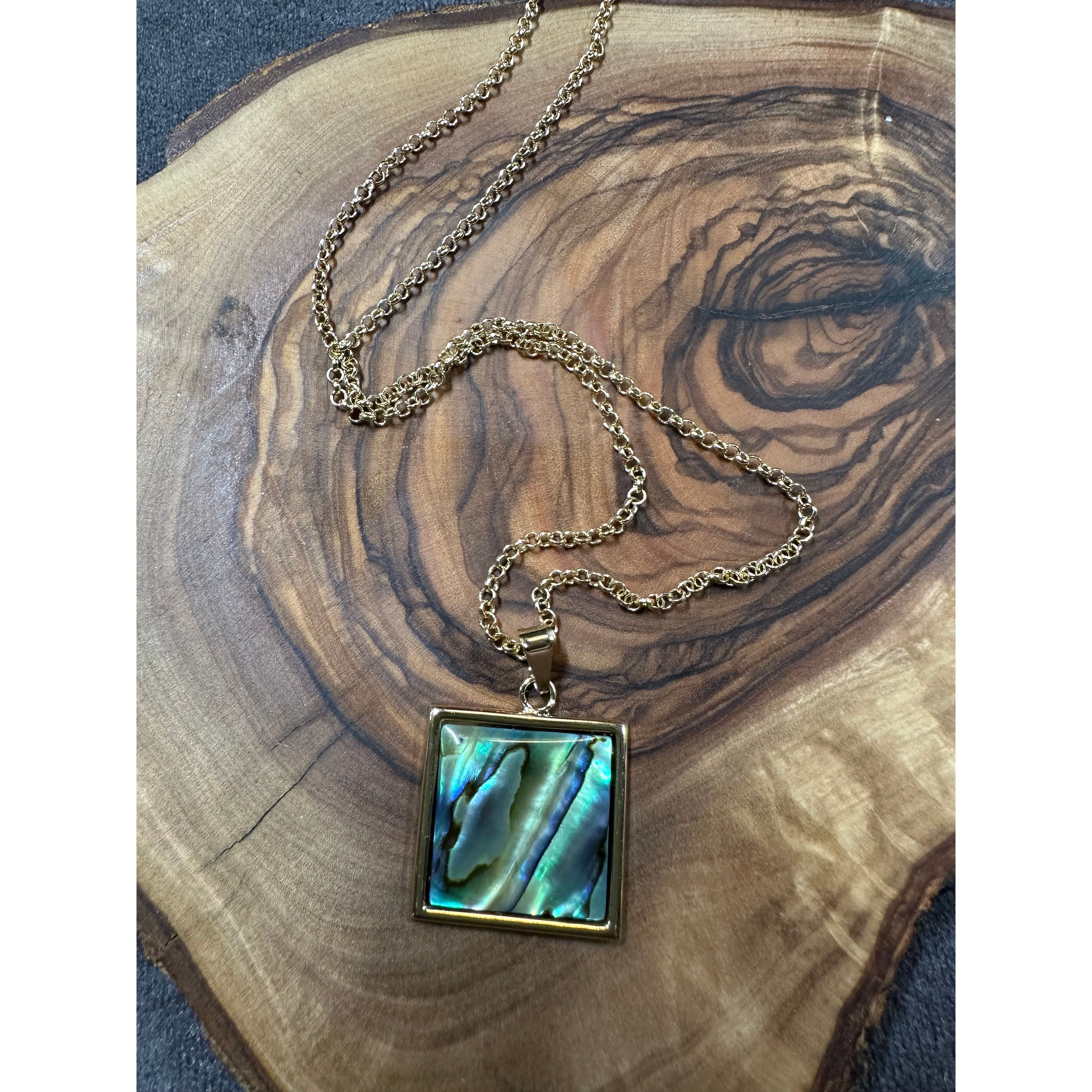 Square Pendant Necklace - Abalone