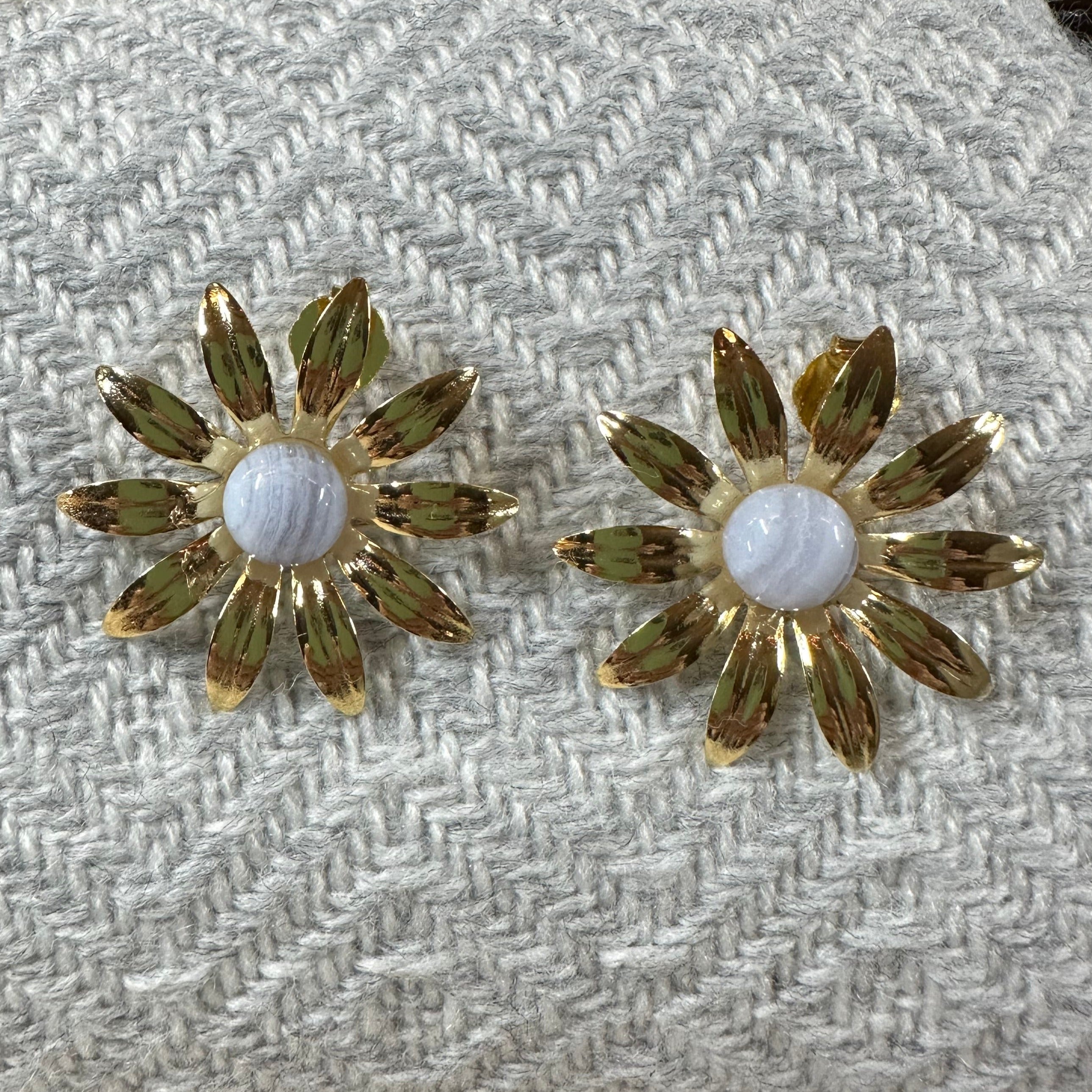 Sunflower Earrings - Blue Lace