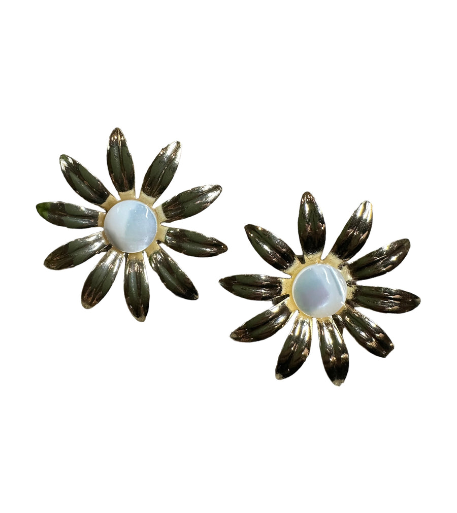 Sunflower Earrings - Mother of Pearl