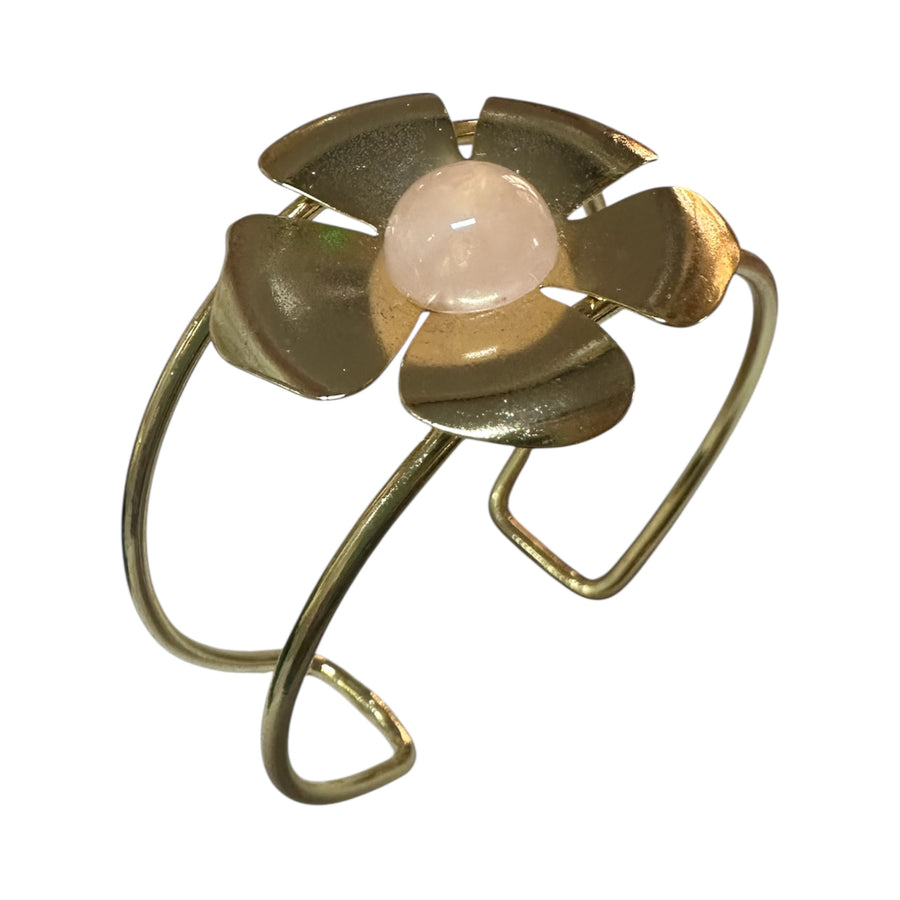 Perennial Flower Cuff - Rose Quartz