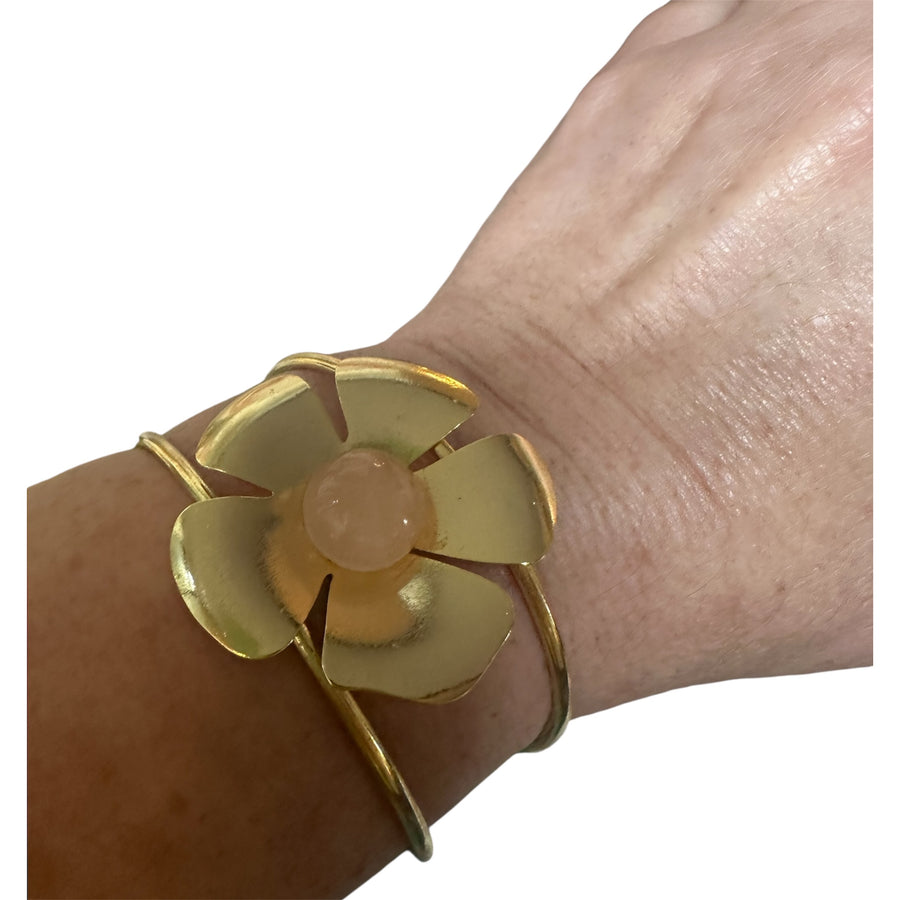 Perennial Flower Cuff - Rose Quartz