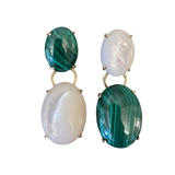 Opera Earrings - Mother of Pearl & Malachite