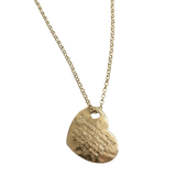 18k gold-plated textured heart necklace engraved with the Serenity Prayer, featuring an organic sculptural finish and designed for meaningful everyday wear.