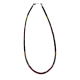 Luxury handcrafted multicolor gemstone necklace featuring natural rubies, emeralds, yellow sapphires, and blue sapphires in delicate faceted rondelles with sterling silver clasp and extension.