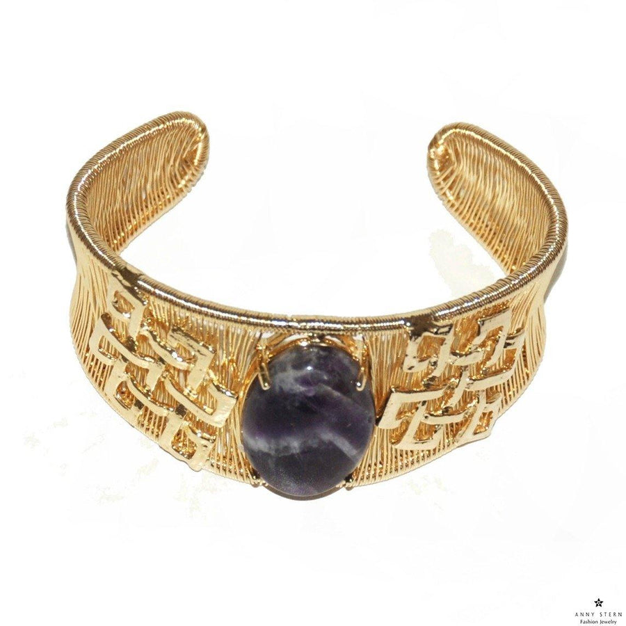 Woven Cabochon with Accent Cuff – Amethyst - Anny Stern Jewelry