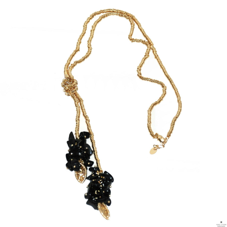Short Cluster Lariat – Black Agate - Anny Stern Jewelry