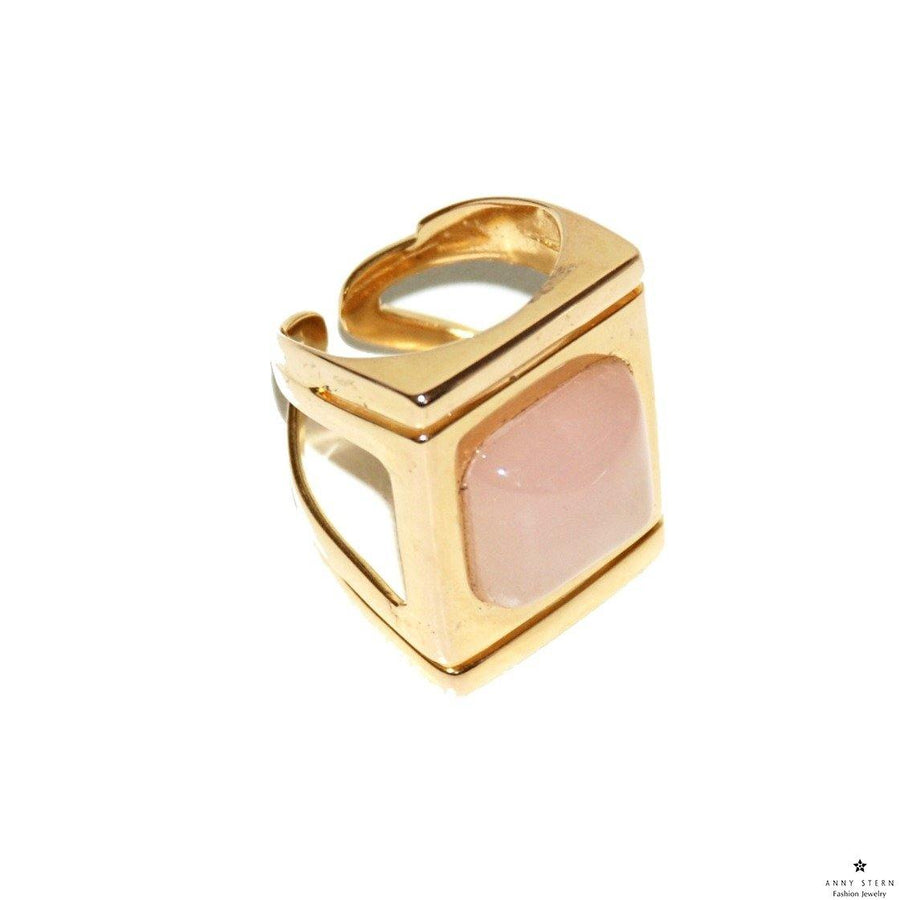 Architectural Ring - Rose Quartz - Anny Stern Jewelry