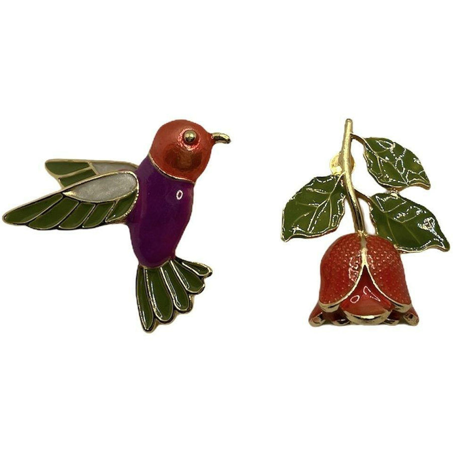 Hummingbird Kiss Earrings - Red - Anny Stern Jewelry