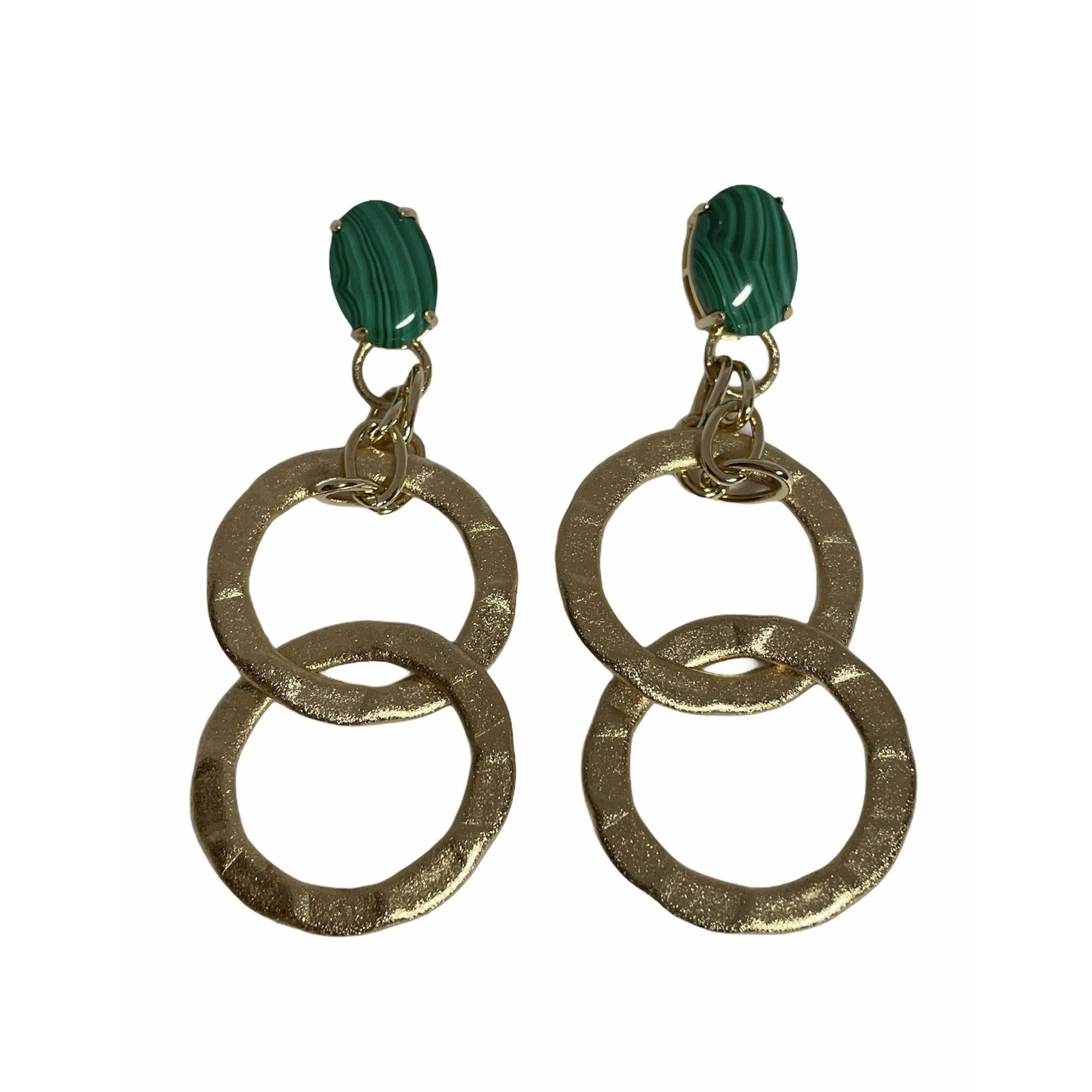 Linked Earrings - Malachite - Anny Stern Jewelry