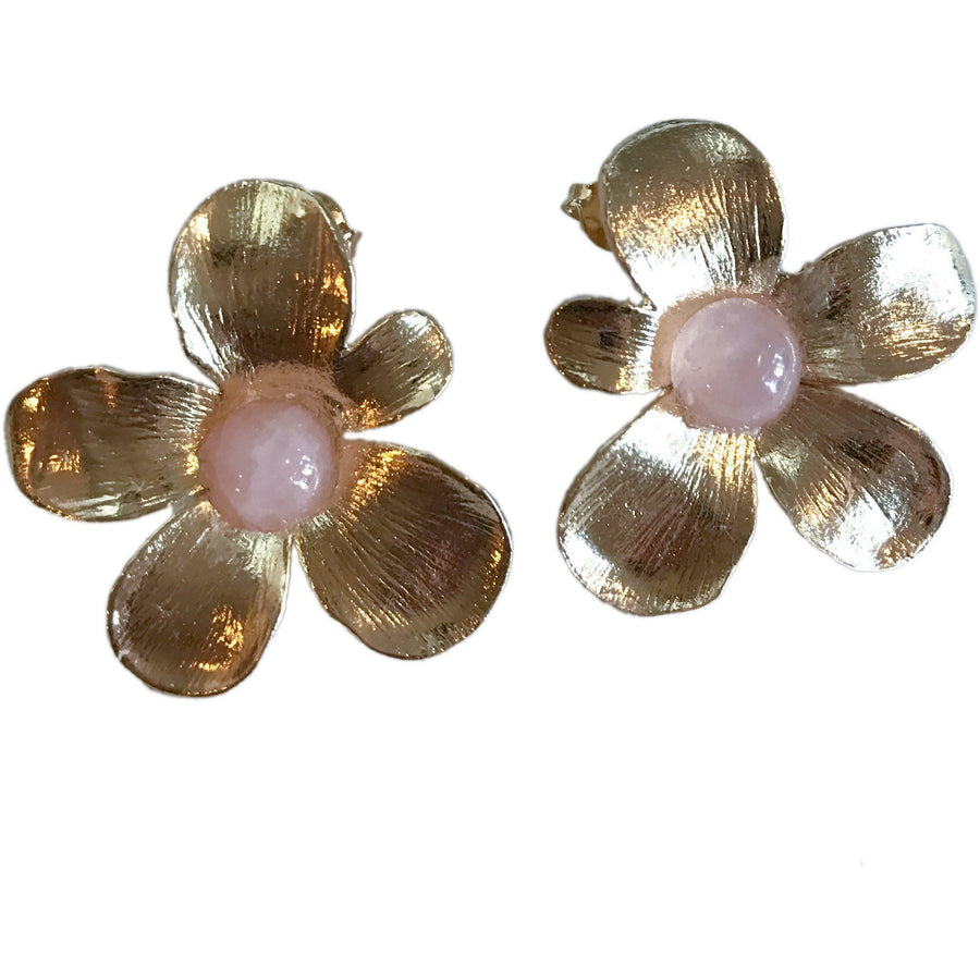 Flower Earrings - Rose Quartz - Anny Stern Jewelry