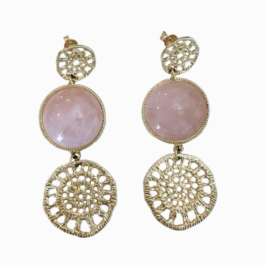 Double Soleil Earring - Rose Quartz - Anny Stern Jewelry