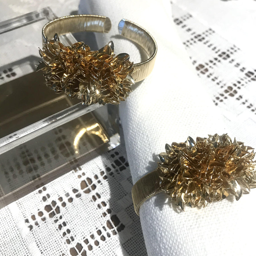 Set of 2 - Leaves Cluster Napkin Rings - Anny Stern Jewelry