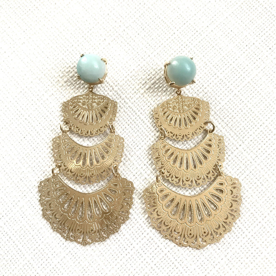 Flamenco Dancer Earrings - Amazonite - Anny Stern Jewelry
