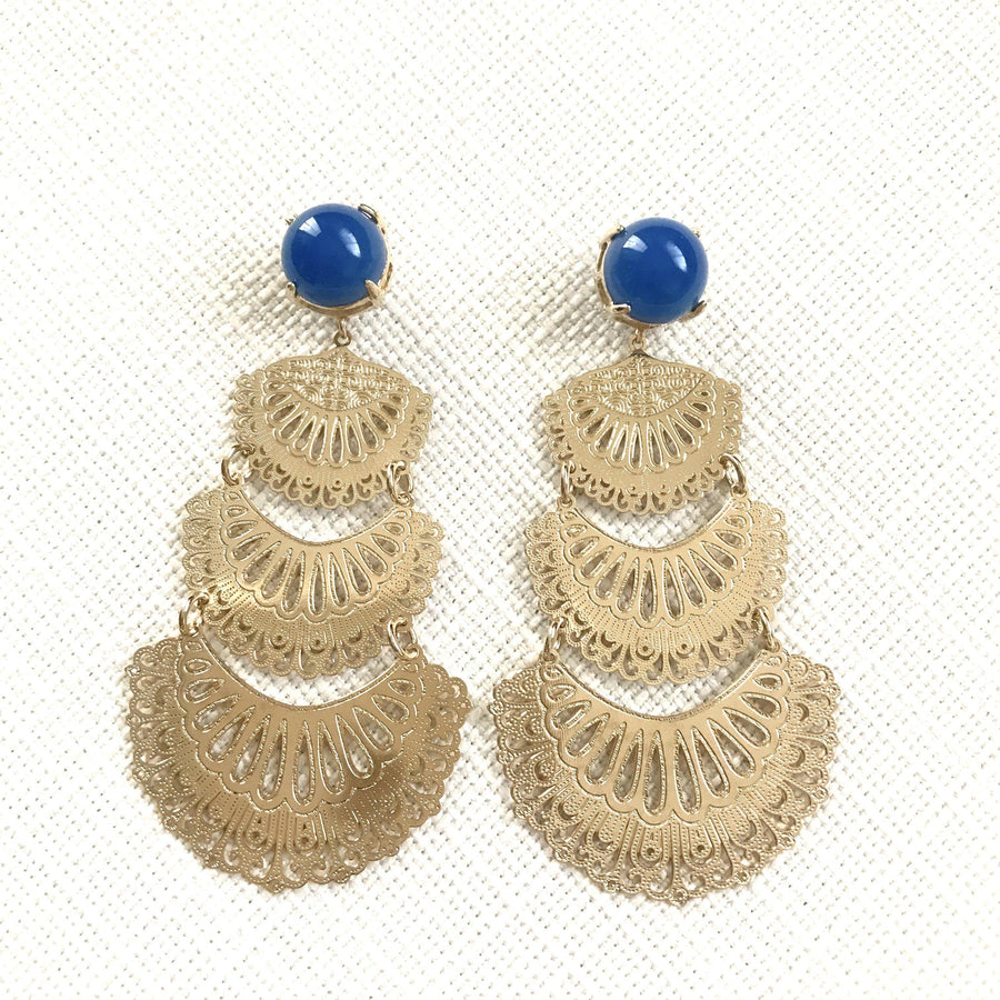Flamenco Dancer Earrings - Blue Onyx - Anny Stern Jewelry