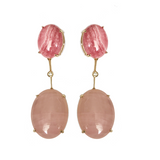 Duet Earrings - Rhodocrosite/Rose Quartz - Anny Stern Jewelry