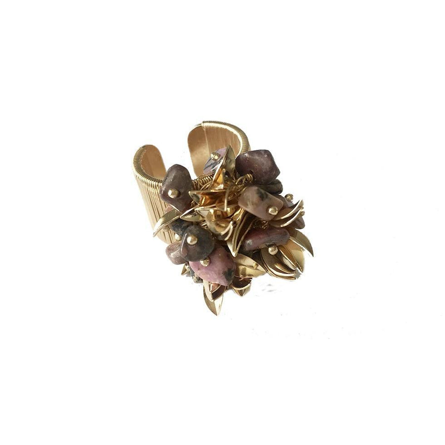 Leaf Cluster Ring - Rhodonite - Anny Stern Jewelry