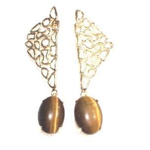 Abstract Earrings - Tiger Eye - Anny Stern Jewelry