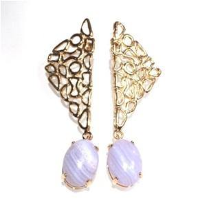 Abstract Earrings - Blue Lace Agate - Anny Stern Jewelry